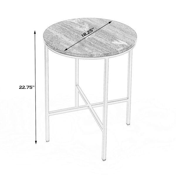 Caty Gray and Gold End Table with Marble Top, image 6