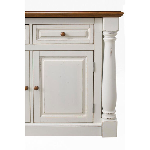 Monarch Antique White Sanded Distressed Kitchen Island, image 2