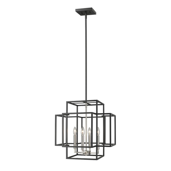 Titania Black and Brushed Nickel 18-Inch Four-Light Pendant, image 1