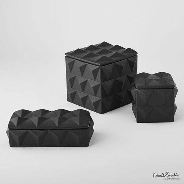 DwellStudio Matte Black Medium Braque Storage Box Only, image 1