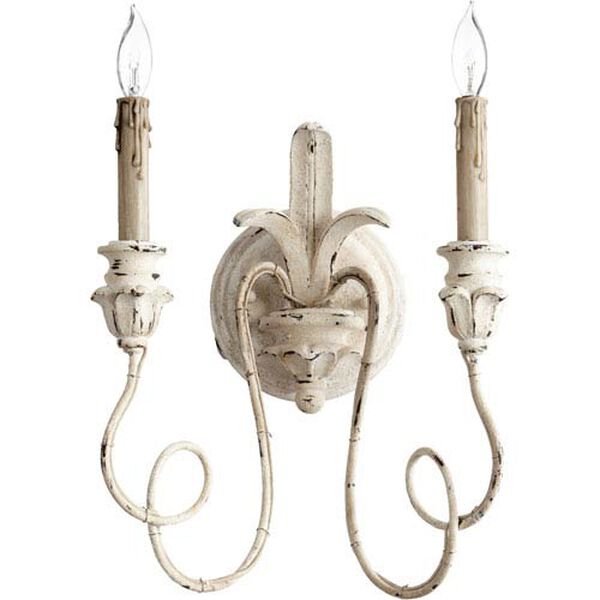Bouverie French White 14-Inch Two-Light Wall Sconce, image 1