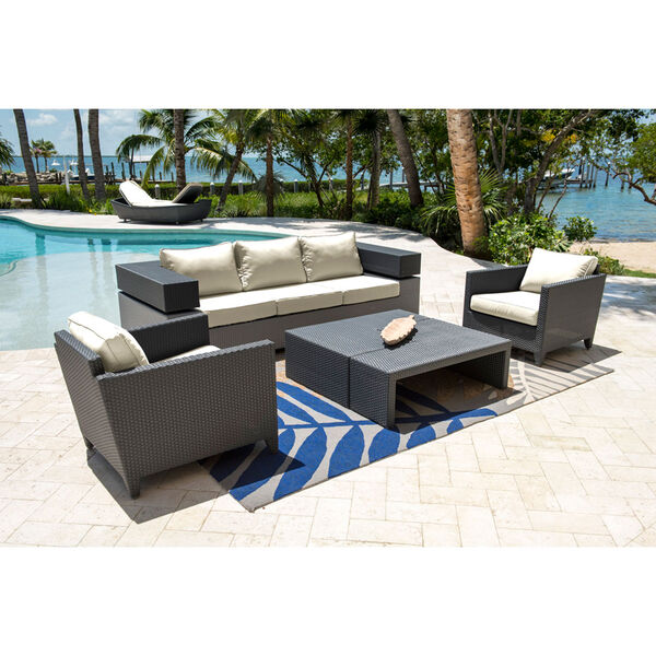 Onyx Black and Grey Outdoor Seating Set Standard cushion, 4 Piece, image 3