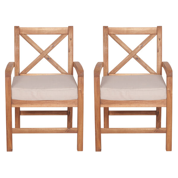 X-Back Acacia Patio Chairs with Cushions (Set of 2), image 3