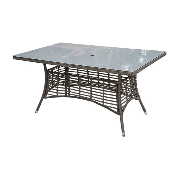 Intech Grey Rectangular Outdoor Table With Frost Glass and Hole, image 1