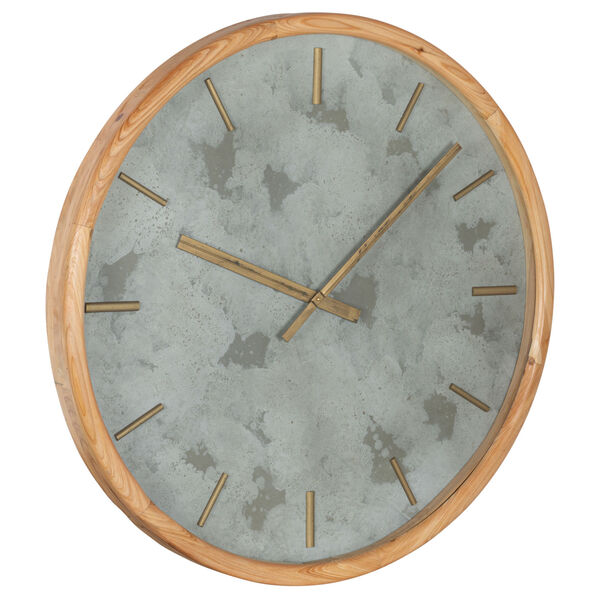 Terrance Light Wood and Stone Grey 32-Inch Wall Clock, image 2