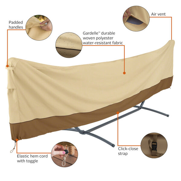 Ash Beige and Brown 15 Foot Standard Brazilian Hammock and Stand Cover, image 2