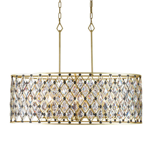 Windsor French Gold Matte Black Eight-Light Pendant, image 1