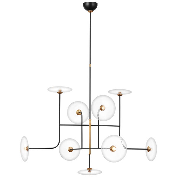 Calvino X-Large Arched Chandelier in Aged Iron and Hand-Rubbed Antique Brass with Clear Glass by Ian K. Fowler, image 1