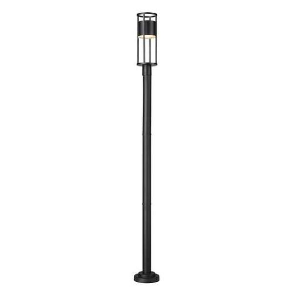 Luca Black LED Outdoor Post Mounted Fixture with Etched Glass Shade, image 4