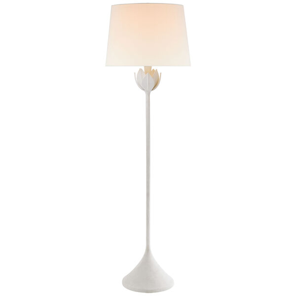 Alberto Large Floor Lamp in Plaster White with Linen Shade by Julie Neill, image 1