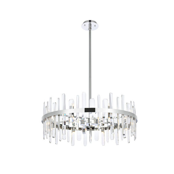 Serena Chrome and Clear 32-Inch Round Chandelier, image 1