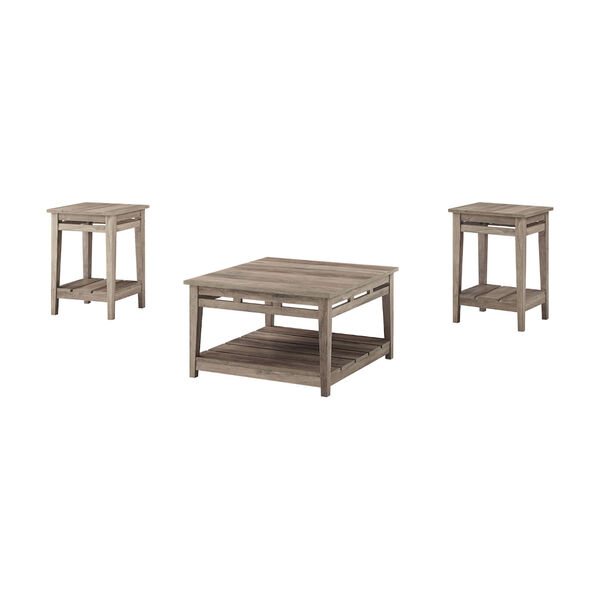Grey Wash Square Coffee Table and Side Table Set, 3-Piece, image 5