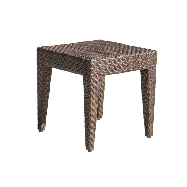 Oasis Java Brown Outdoor End Table with Glass, image 1