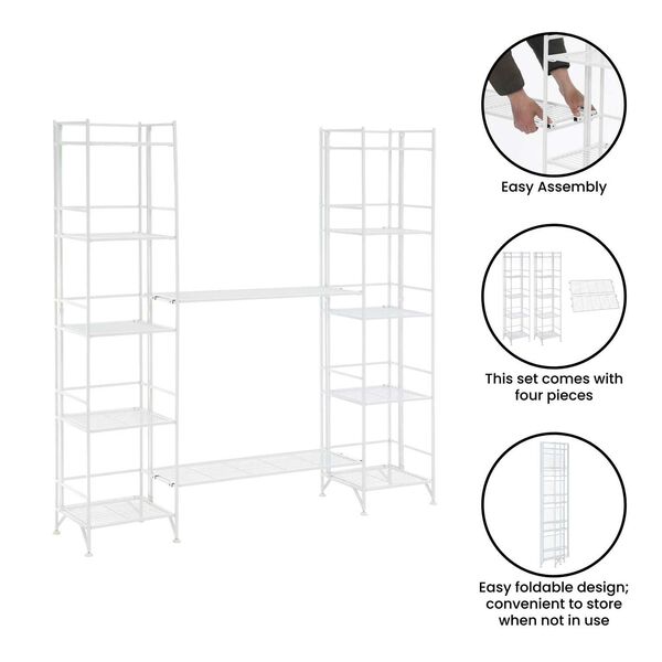 Xtra Storage White Five-Tier Folding Metal Shelves with Set of Two Deluxe Extension Shelves, image 4