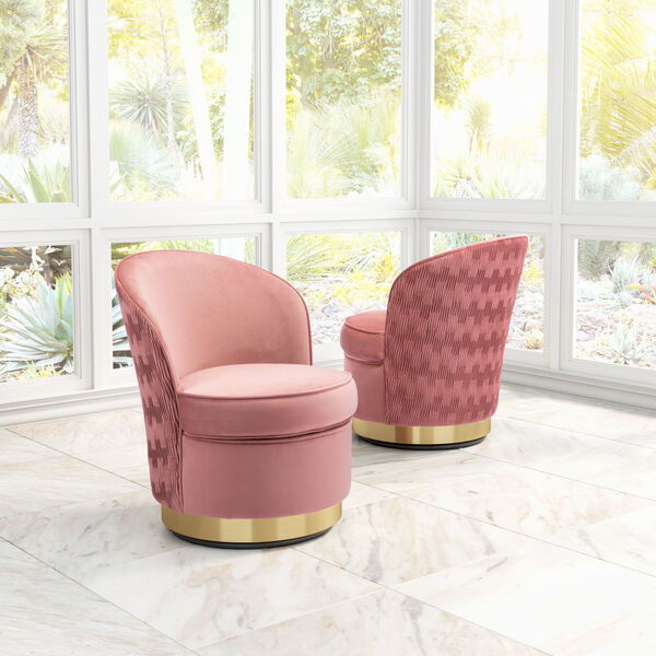 Zelda Pink and Gold Accent Chair, image 2