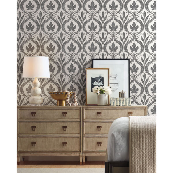 Damask Resource Library Black and White 20.5 In. x 33 Ft. Adirondack Wallpaper, image 1