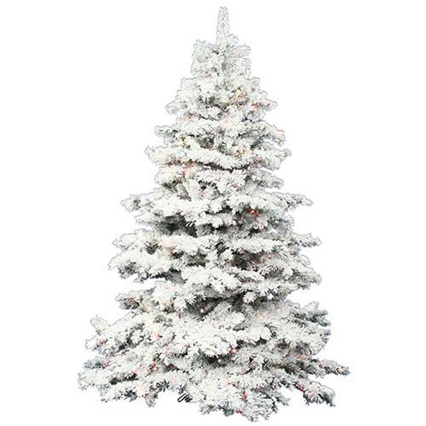 Flocked Alaskan White on Green 4.5 Foot x 44-Inch Christmas Tree with 300 Multi Color LED Lights and 349 Tips, image 1