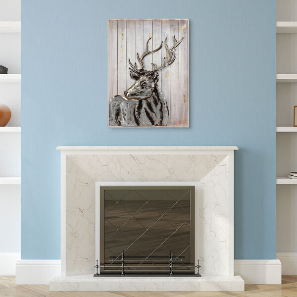 Deer 2 Hand Painted Iron Solid Wood Framed Wall Art, image 1