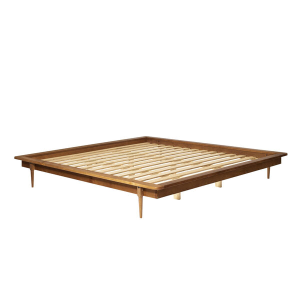 Caramel Wooden King Platform Bed, image 5