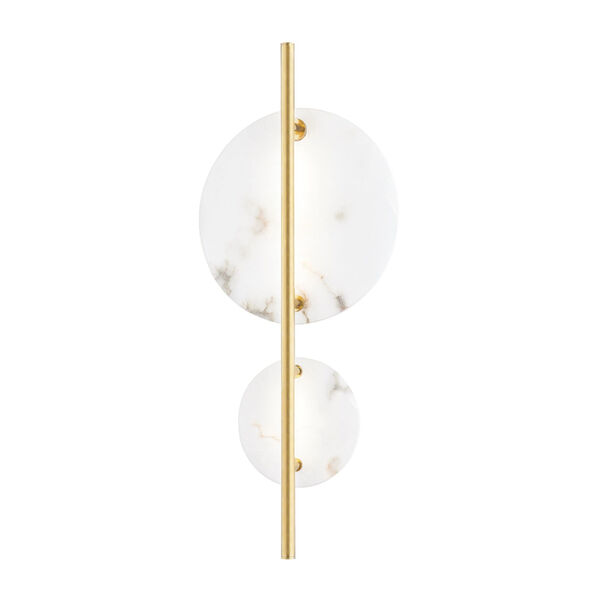 Croft Aged Brass One-Light LED Wall Sconce with Alabaster Shade, image 1