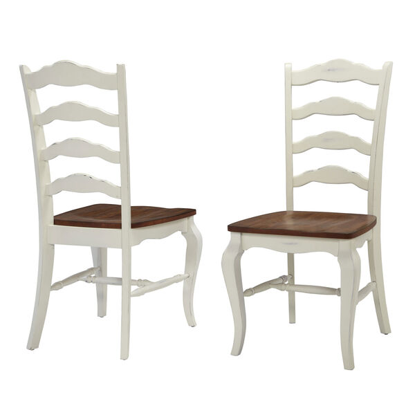 The French Countryside Oak and Rubbed White 40-Inch Dining Chair, Set of 2, image 1