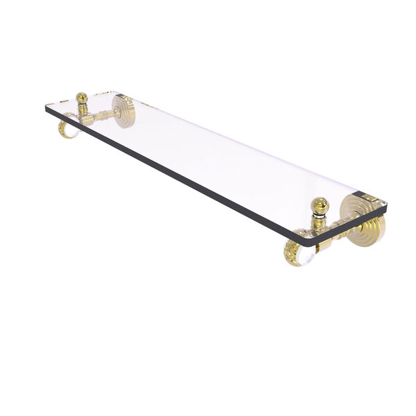 Pacific Grove Unlacquered Brass 22-Inch Glass Shelf with Twisted Accents, image 1