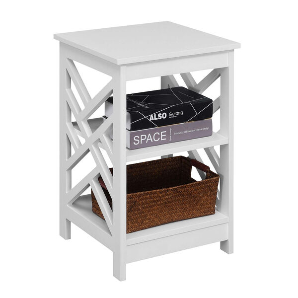 Titan White End Table with Shelves, image 3