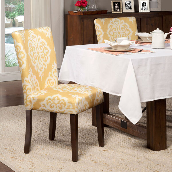 Parsons Chair, Yellow and White, Set of Two, image 2