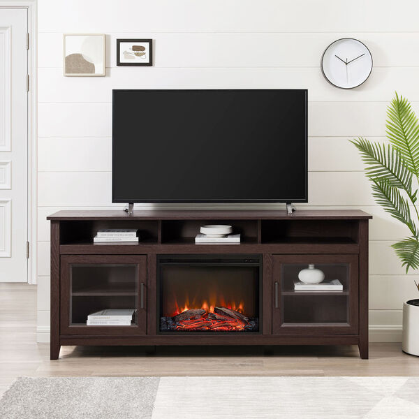 Wasatch Espresso Tall Fireplace TV Stand, image 1