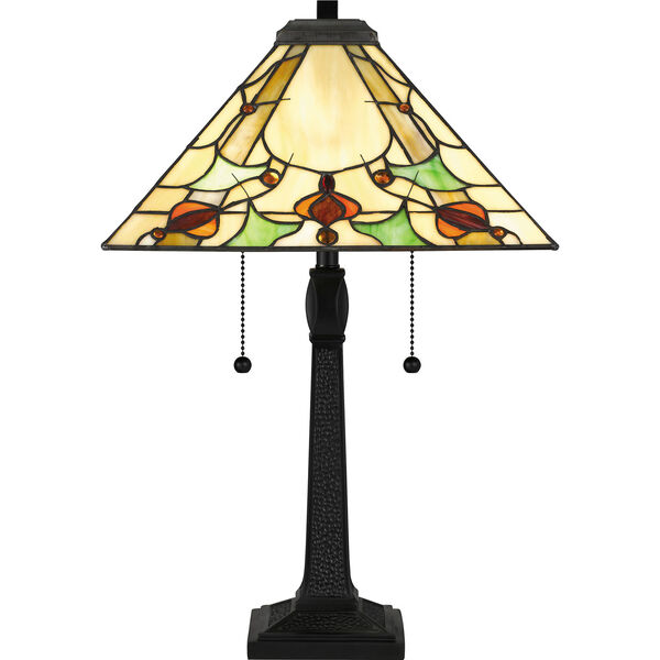 Westwind Matte Black Two-Light Tiffany Table Lamp, image 5