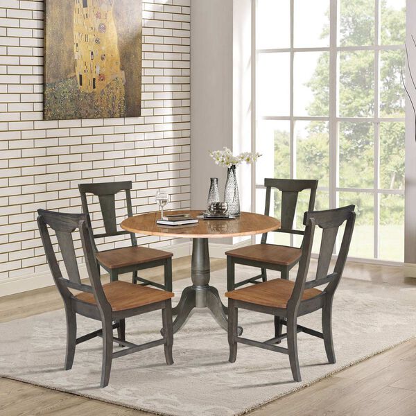 Hickory Washed Coal Dual Drop Dining Table with 4 Panel Back Chairs, image 3