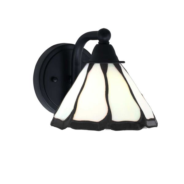 Paramount Matte Black One-Light Wall Sconce with Seven-Inch Pearl and Black Flair Art Glass, image 1