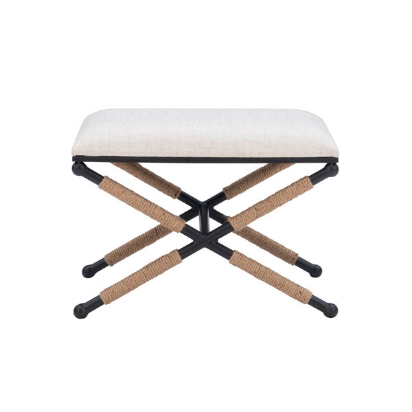 Bebesh Linen Campaign Accent Stool, image 4