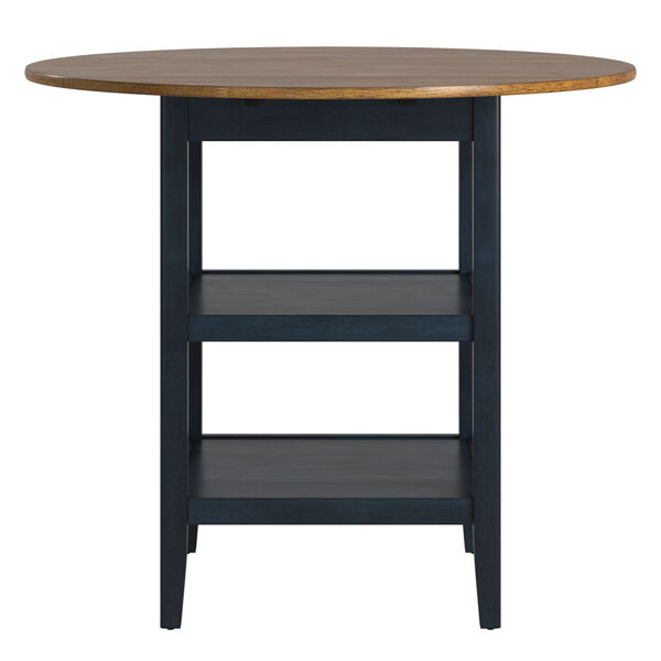 Caroline Blue Two-Tone Side Drop Leaf Round Counter Height Table, image 4