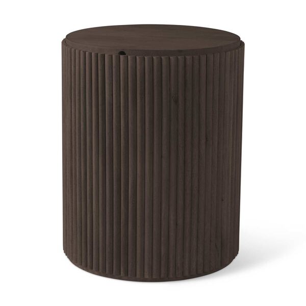 Terra Dark Brown Wood Fluted Round Side Table, image 1