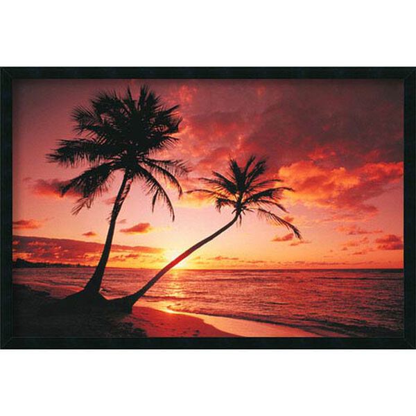 Tropical Beach - Sunset: 37.4 x 25.4 Print Framed with Gel Coated Finish, image 1