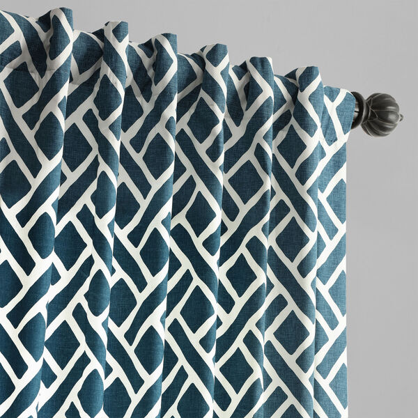 Navy Blue Printed Cotton Twill Single Panel Curtain 50 x 96, image 4