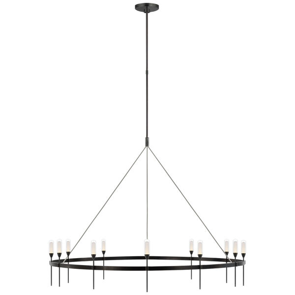 Overture Grande Ring Chandelier in Bronze with Clear Glass by Peter Bristol, image 1