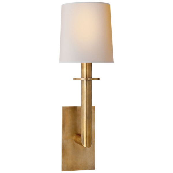 Dalston Sconce in Hand-Rubbed Antique Brass with Natural Paper Shade by J. Randall Powers, image 1