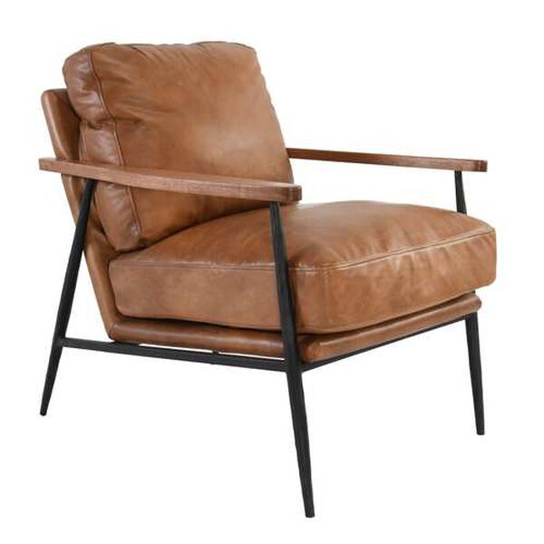 Trevor Brown and Black Leather Club Chair, image 2