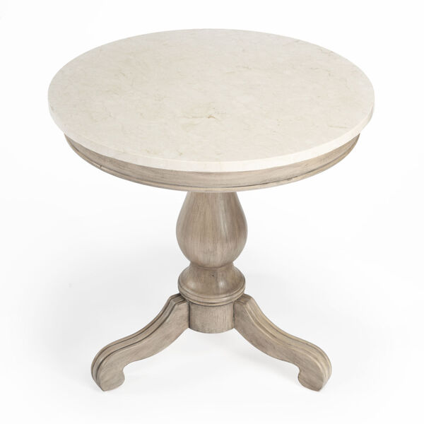 Danielle Sandalwood Beige Marble Pedestal Accent Table, image 2