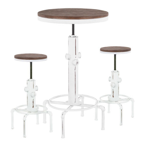 Hydra Vintage White and Brown Bamboo Pub Set, 3-Piece, image 1