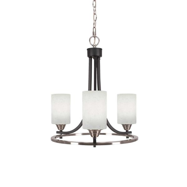 Paramount Matte Black Brushed Nickel Three-Light Chandelier with White Cylinder Muslin Glass, image 1