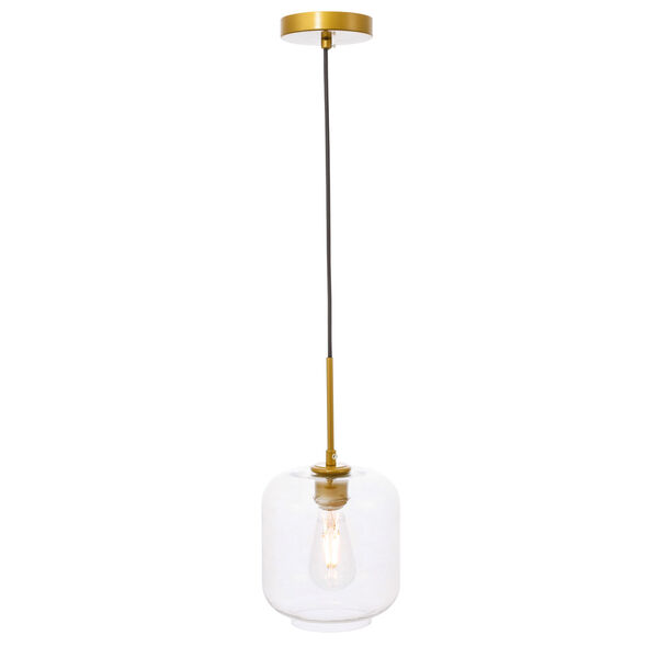 Collier Brass Seven-Inch One-Light Mini Pendant with Clear Glass, image 4