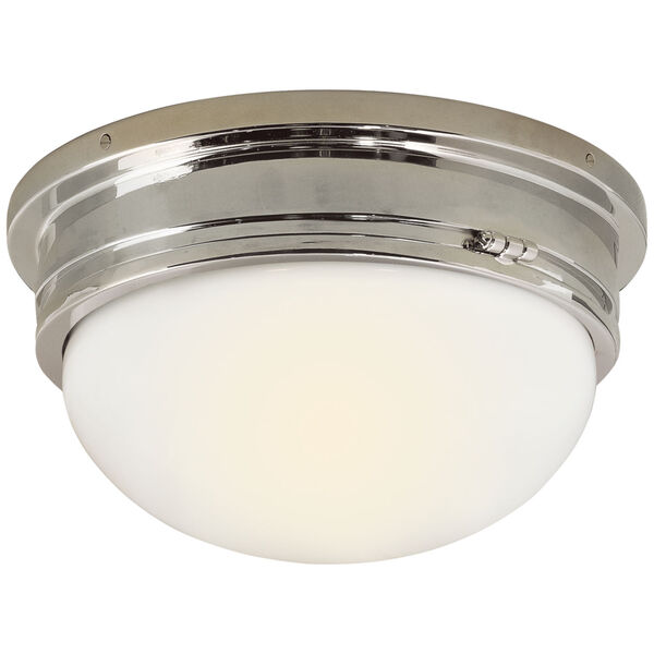 Marine Large Flush Mount in Chrome with White Glass by Chapman and Myers, image 1