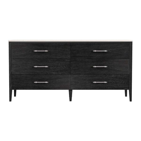 Mayfair Black Six -Drawer Wood and Marble Dresser, image 3