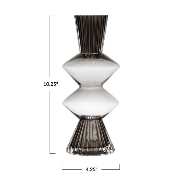 Smoke Glass Fluted Vase, image 5