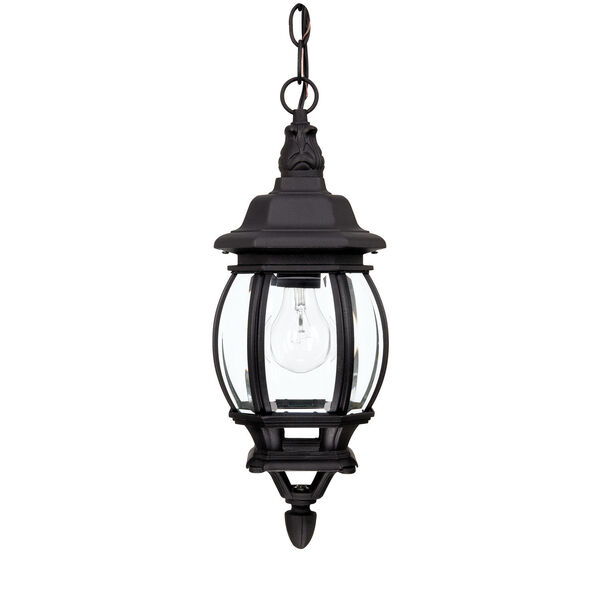 French Country Black One-Light Hanging Outdoor Lantern, image 1