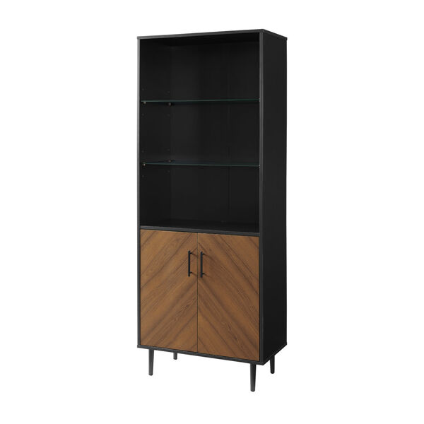 Hampton Solid Black and Brown Bookmatch Door Two-Tone Hutch, image 4