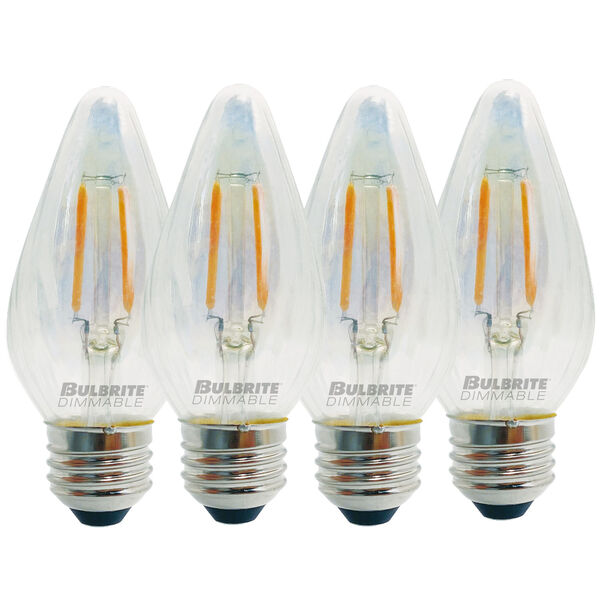 Pack of 4 Clear Iridescent F15 LED E26 Dimmable 4W 2700K Fiesta Filament Light Bulb, image 1